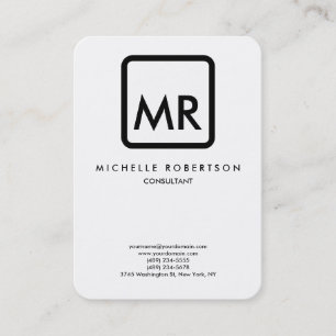 Tarjeta De Visita Monograma blanco negro de calidad elegante único