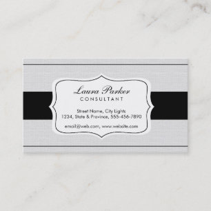 Tarjeta De Visita Monograma blanco negro elegante cosecha sutil