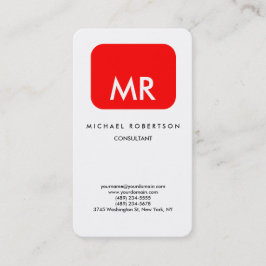 Tarjeta De Visita Monograma blanco rojo de calidad elegante único
