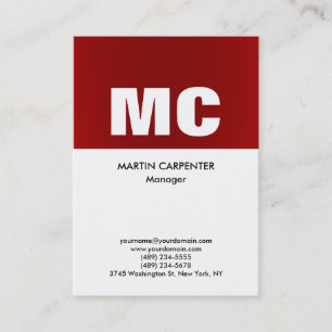 Tarjeta De Visita Monograma blanco rojo vertical profesional moderno