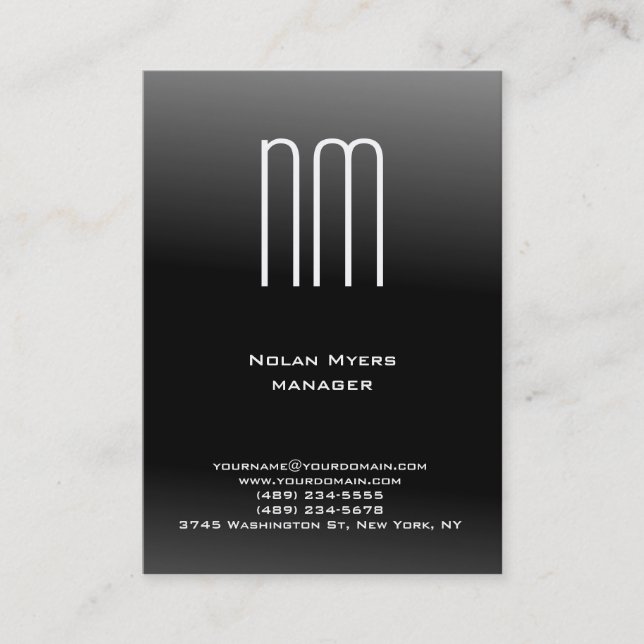 Tarjeta De Visita Monograma blanco simple y simple único (Anverso)