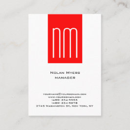 Tarjeta De Visita Monograma blanco simple y simple vertical único