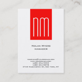 Tarjeta De Visita Monograma blanco simple y simple vertical único
