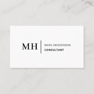 Tarjeta De Visita Monograma blanco trendy elegante moderna
