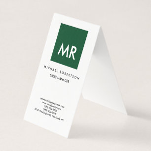 Tarjeta De Visita Monograma blanco verde de calidad elegante único