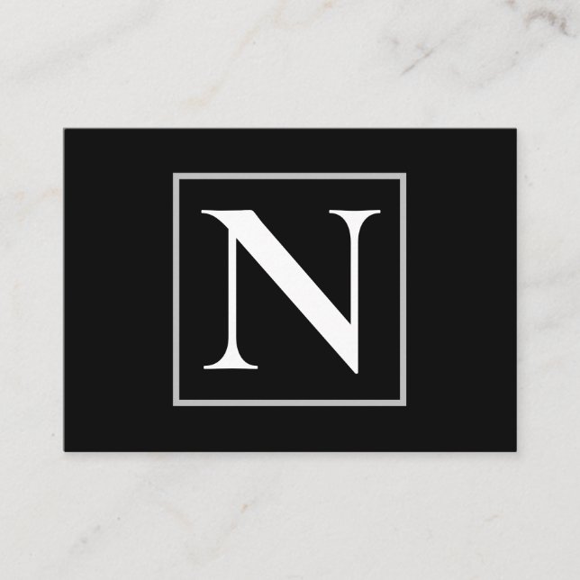 Tarjeta De Visita Monograma blanco y negro (Anverso)