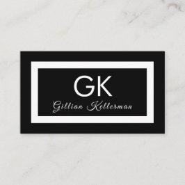 Tarjeta De Visita Monograma blanco y negro elegante