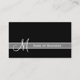 Tarjeta De Visita Monograma blanco y negro elegante con nombre