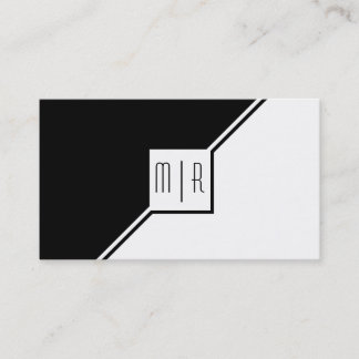 Tarjeta De Visita Monograma blanco y negro geométrico moderno