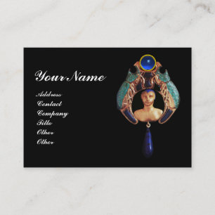 Tarjeta De Visita Monograma Blue Lady Bug, Lapis y Sapphire Gem Ston