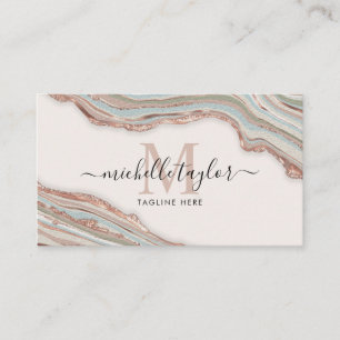Tarjeta De Visita Monograma Boho Earth Tones Agitan Rubor Pink