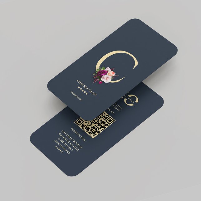 Tarjeta De Visita Monograma C Dark Blue Gold Profesional (Monogram C Dark Blue Gold Professional Business Card
)