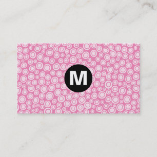 Tarjeta De Visita Monograma central - puntos - rosa