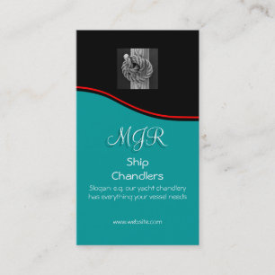 Tarjeta De Visita Monograma, Chandlers Rope Knot on Wood, swoosh roj