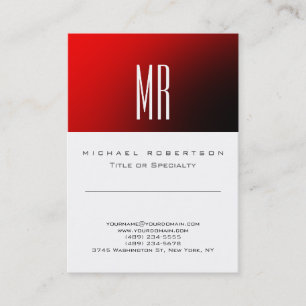 Tarjeta de visita monograma chic rojo blanco