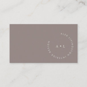 Tarjeta De Visita Monograma Circular Minimalista Moderno en Marrón T