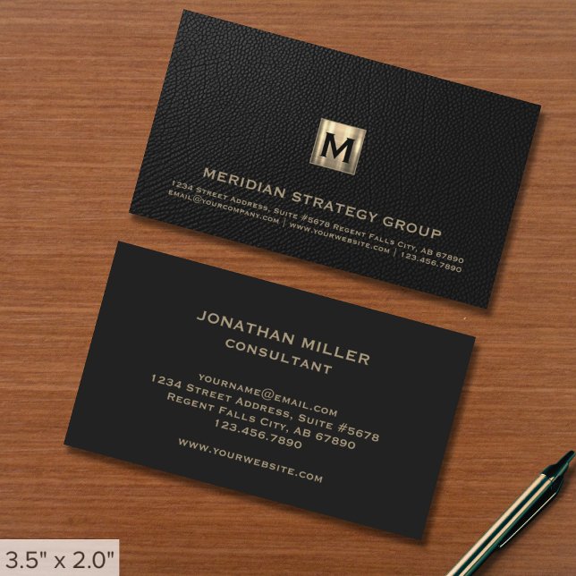 Tarjeta De Visita Monograma clásico de oro negro (Subido por el creador)