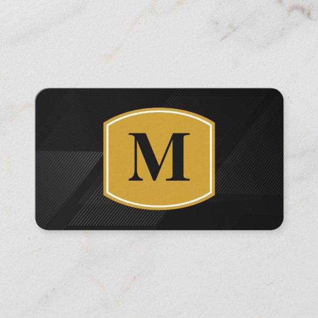 Tarjeta De Visita Monograma clásico grande / negro con líneas (Anverso)