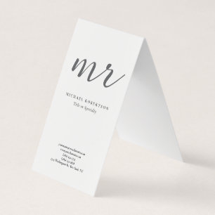 Tarjeta De Visita Monograma Clásico Gris Blanco Minimalista Plano
