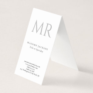 Tarjeta De Visita Monograma Clásico Gris Blanco Minimalista Plano
