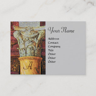 Tarjeta De Visita MONOGRAMA CLÁSICO, marrón claro, gris, amarillo