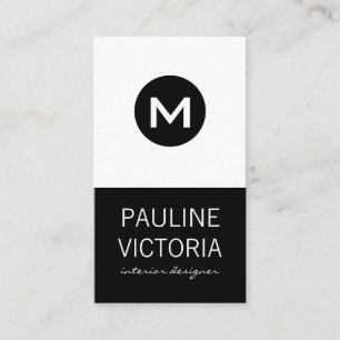 Tarjeta De Visita Monograma clásico / negro y blanco