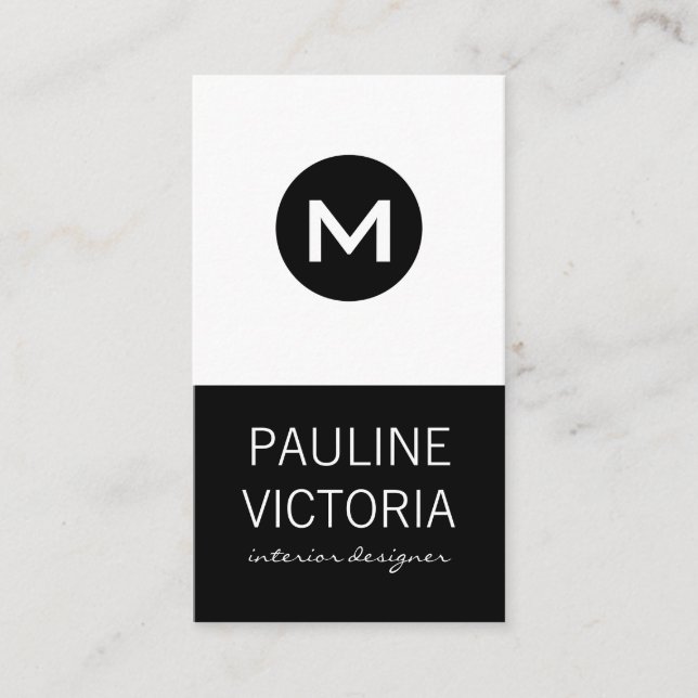 Tarjeta De Visita Monograma clásico / negro y blanco (Anverso)