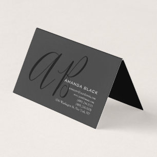 Tarjeta De Visita Monograma Clásico Personalizado Gris Negro Persona