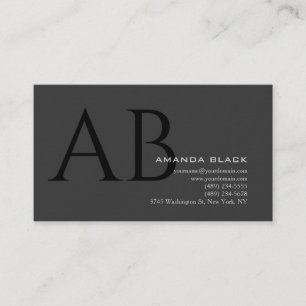 Tarjeta De Visita Monograma Clásico Personalizado Gris Negro Ultra-G