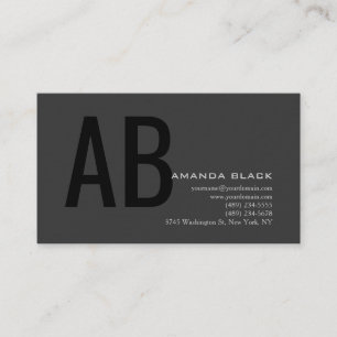 Tarjeta De Visita Monograma Clásico Personalizado Gris Negro Ultra-G