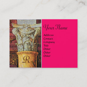 Tarjeta De Visita MONOGRAMA CLÁSICO, rosa brillante, fucsia