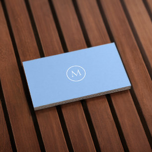 Tarjeta De Visita Monograma Código Qr Carolina Blue Business Card