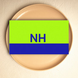 Tarjeta De Visita Monograma código QR lima eléctrica azul minimalist