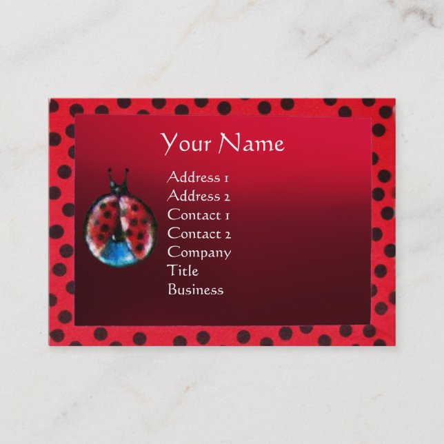 TARJETA DE VISITA MONOGRAMA COLORIDO DE LADYBUG (Anverso)