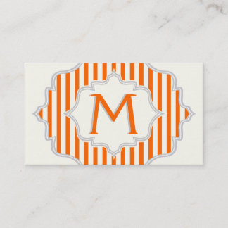 Tarjeta De Visita Monograma con franjas blancas y naranjas