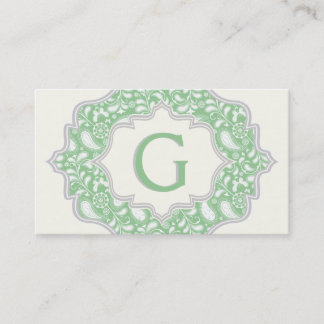 Tarjeta De Visita Monograma con paisajes verdes y blancos