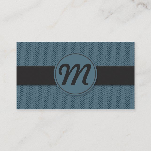 Tarjeta De Visita Monograma con textura (azul) (Anverso)