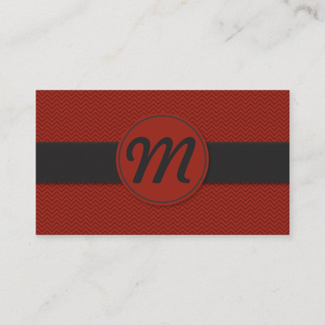 Tarjeta De Visita Monograma con textura (rojo) (Anverso)