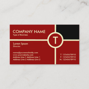 Tarjeta De Visita Monograma Cruz de Círculo Marrón, Negro y Crema