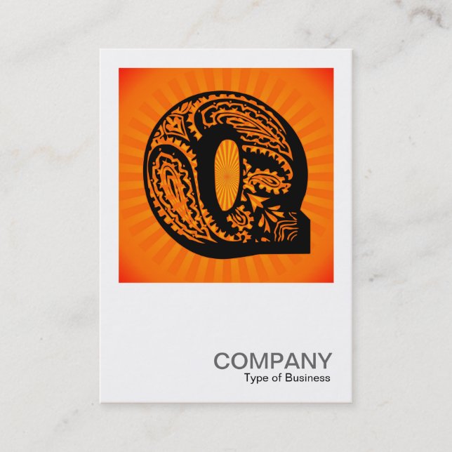 Tarjeta De Visita Monograma cuadrado - Paisley Sunburst - Q (Anverso)