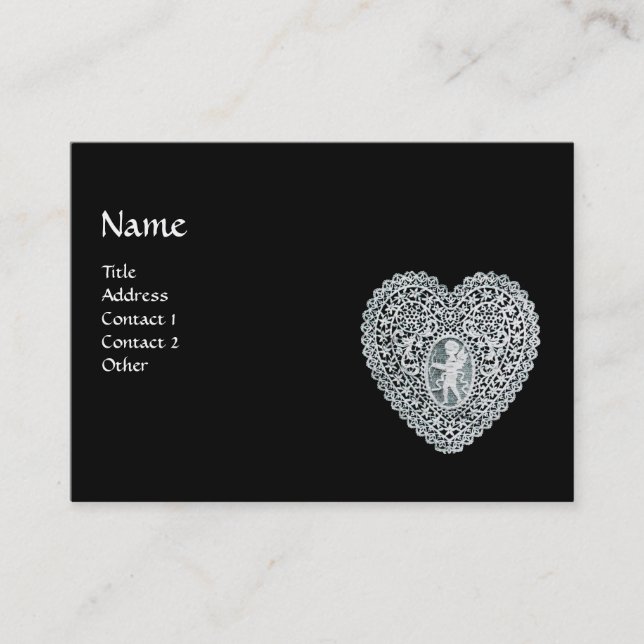 TARJETA DE VISITA MONOGRAMA CUPID LACE HEART (Anverso)