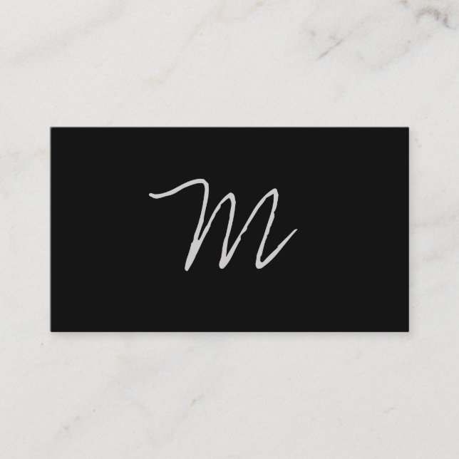 Tarjeta De Visita Monograma cursivo en negro (Anverso)