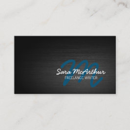 Tarjeta De Visita Monograma cursivo Metalizado oscuro escritor indep