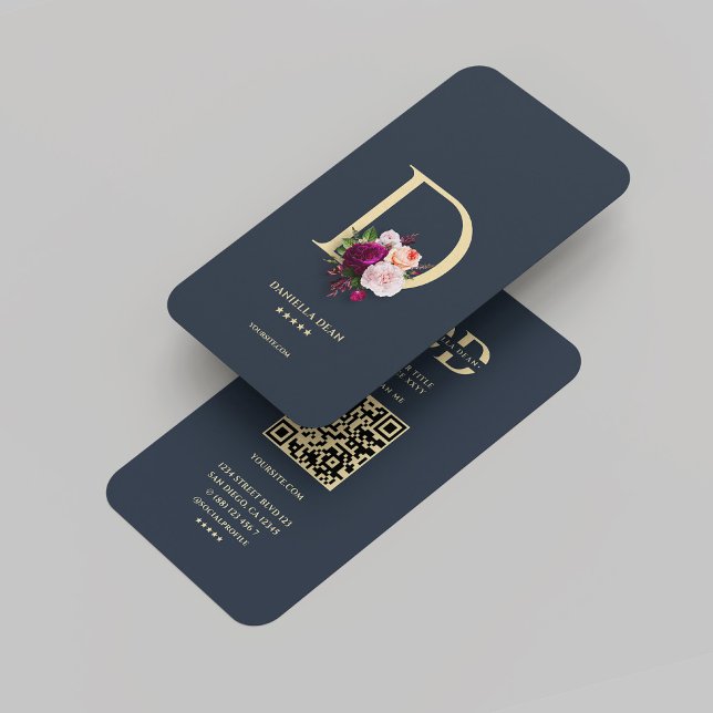 Tarjeta De Visita Monograma D Profesional Dark Blue Gold (Monogram D Professional Dark Blue Gold Business Card
)
