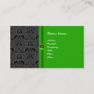 Tarjeta De Visita MONOGRAMA DAMASCO CLÁSICO verde esmeralda