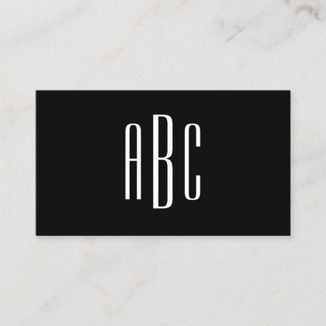 Tarjeta De Visita Monograma de 3 letras negro y blanco simple modern (Anverso)