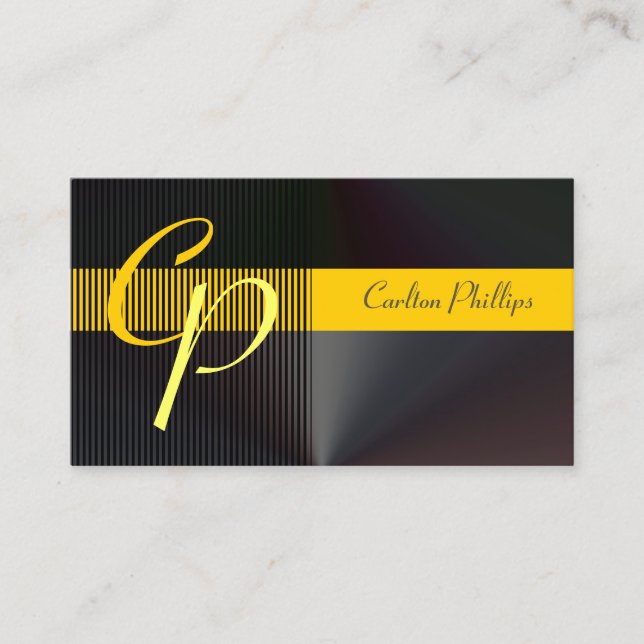 Tarjeta De Visita Monograma de acero cepillado de maquilina (Anverso)