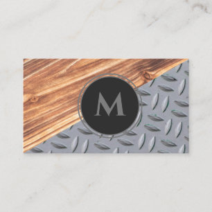 Tarjeta De Visita Monograma de acero de chapa de diamante de superfi