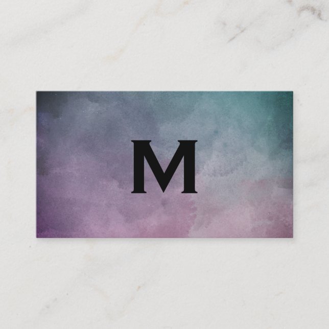 Tarjeta De Visita Monograma de acuarela de textura (Anverso)