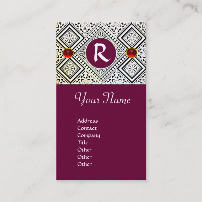 TARJETA DE VISITA MONOGRAMA DE ÁGUILA ROMANA PURPLE NEGRA Y BLANCA (Anverso)